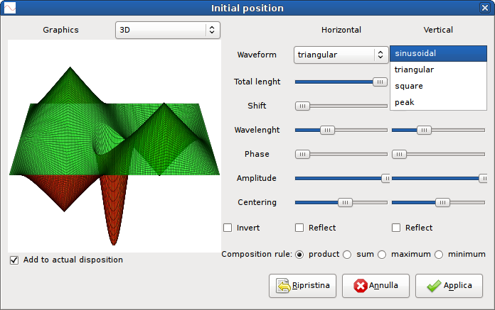 The "starting position editor", two dimensions